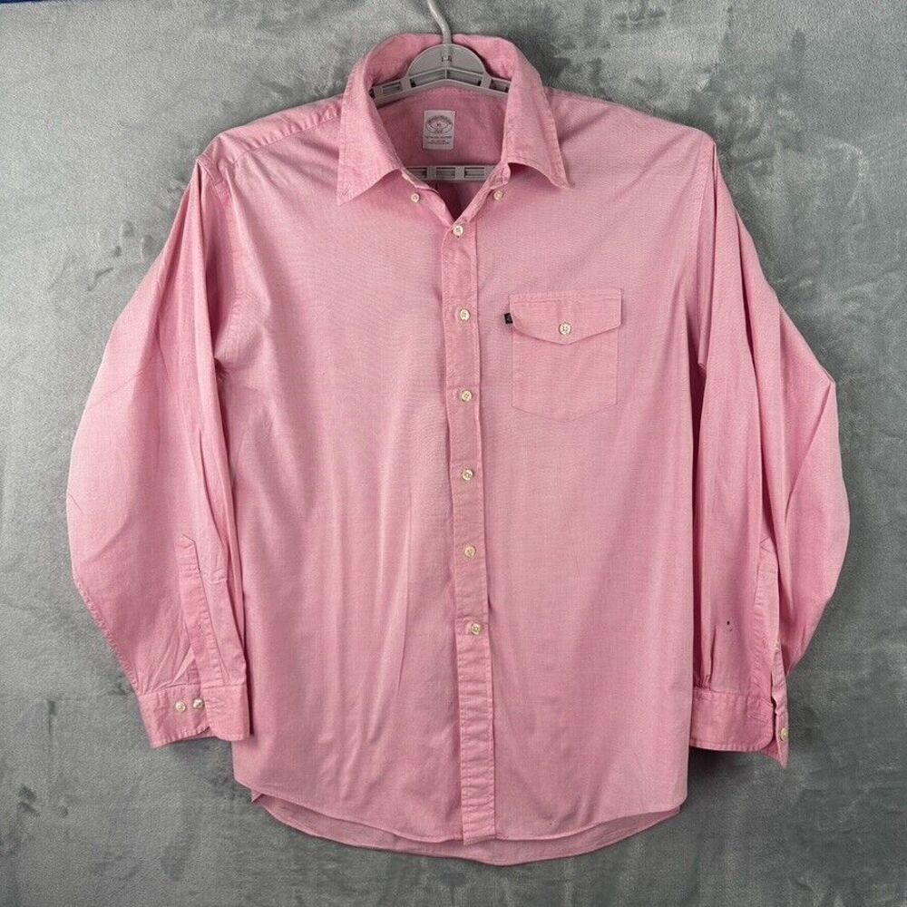 brooks‎ brothers 346 shirt mens xl pink button down long sleeves*